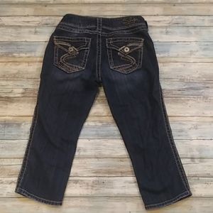 Jean Femme Silver Taille 27 - Modèle Suki, Coupe Capri/crop Délavé Foncé, Excellent état